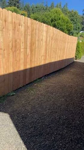 Timber privacy fence shared by DNH